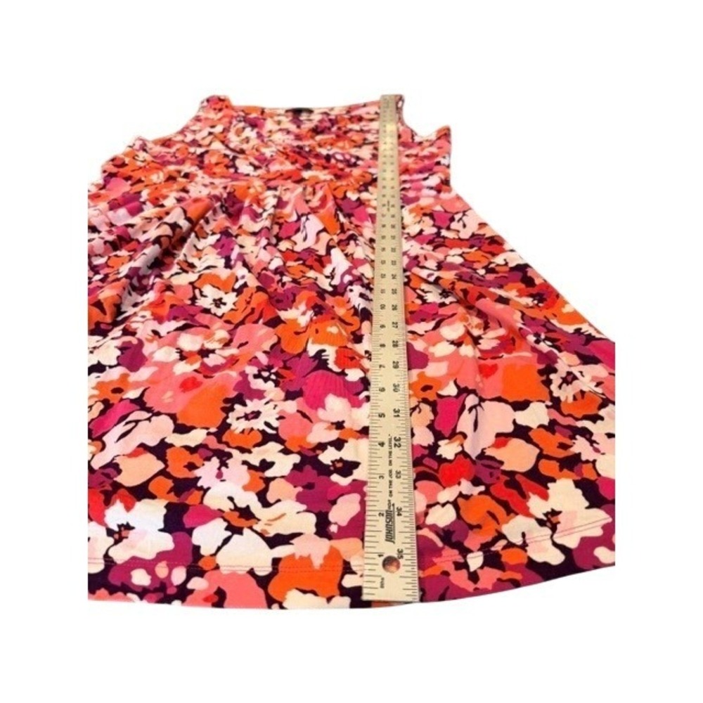 Lands End Womens Floral Faux Wrap Sleeveless Knit Dress Pink Orange XL 18 P EUC - Picture 6 of 6